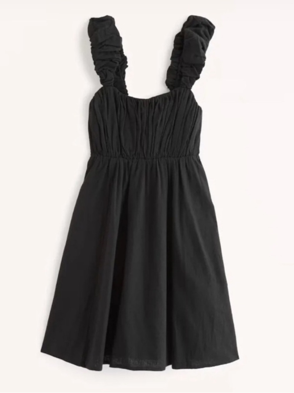 Abercrombie & Fitch Puff Strap Babydoll Mini Dress in Black